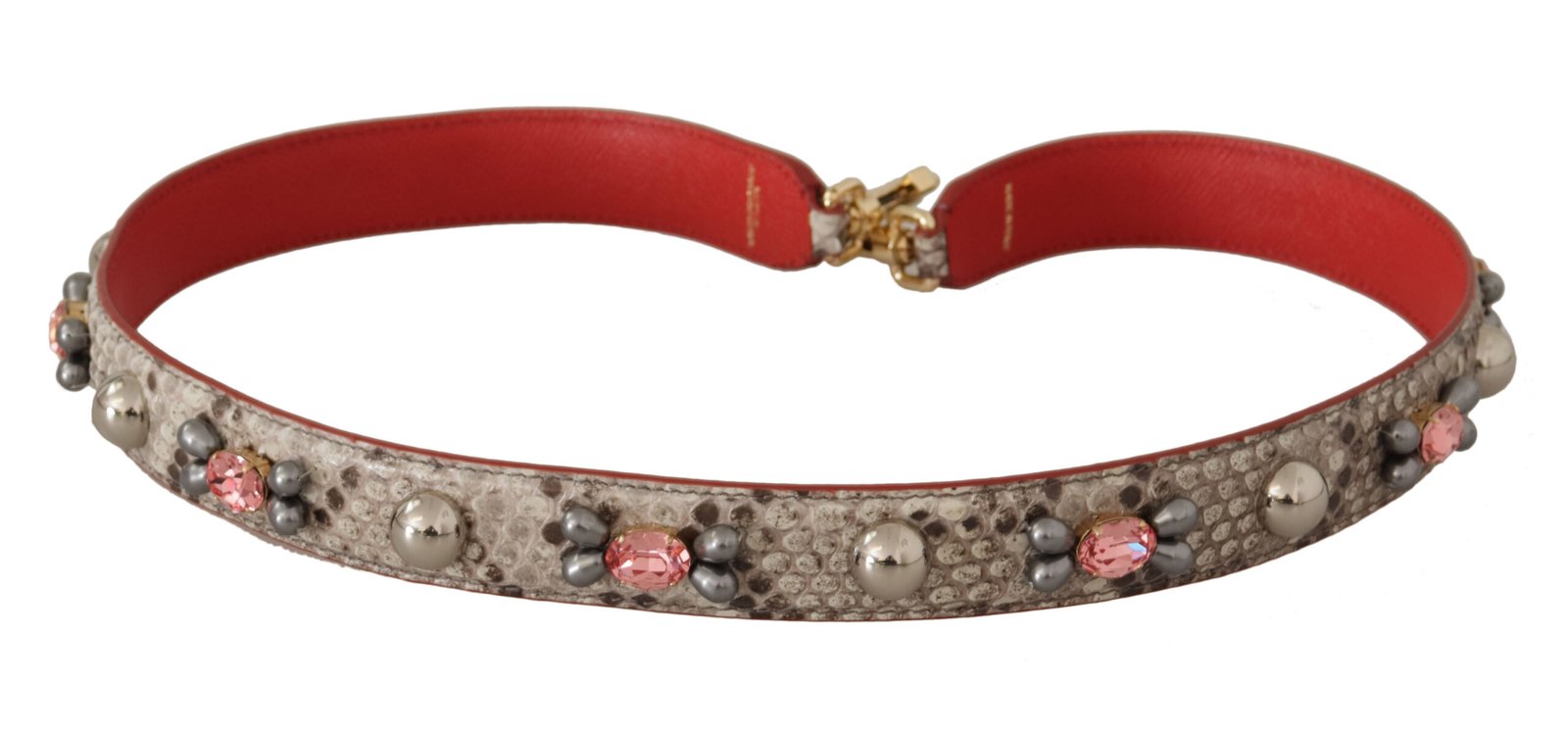 Beige Exotic Leather Studded Shoulder Strap - Image 5