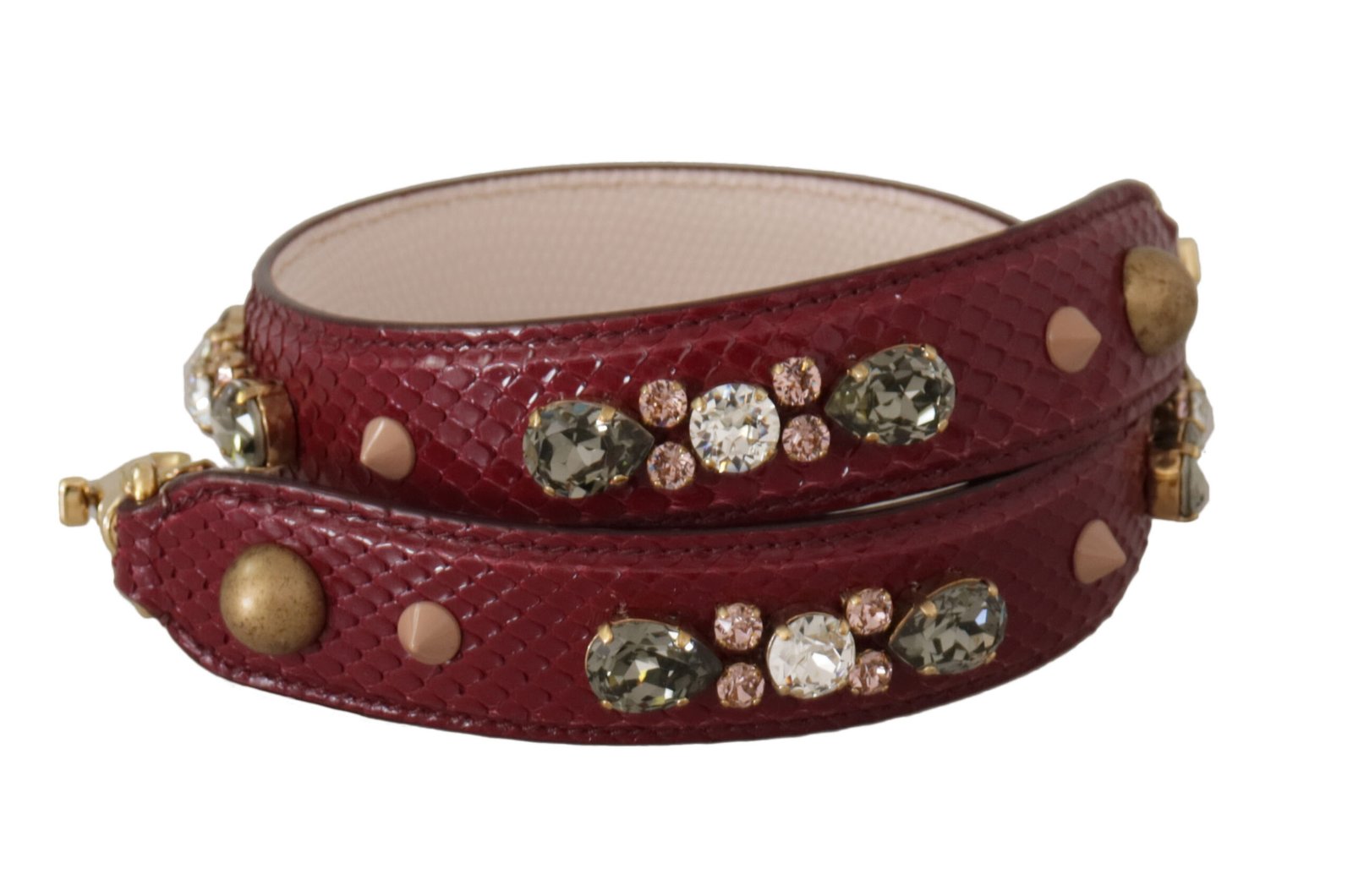 Bordeaux Leather Crystals Bag Shoulder Strap - Image 2