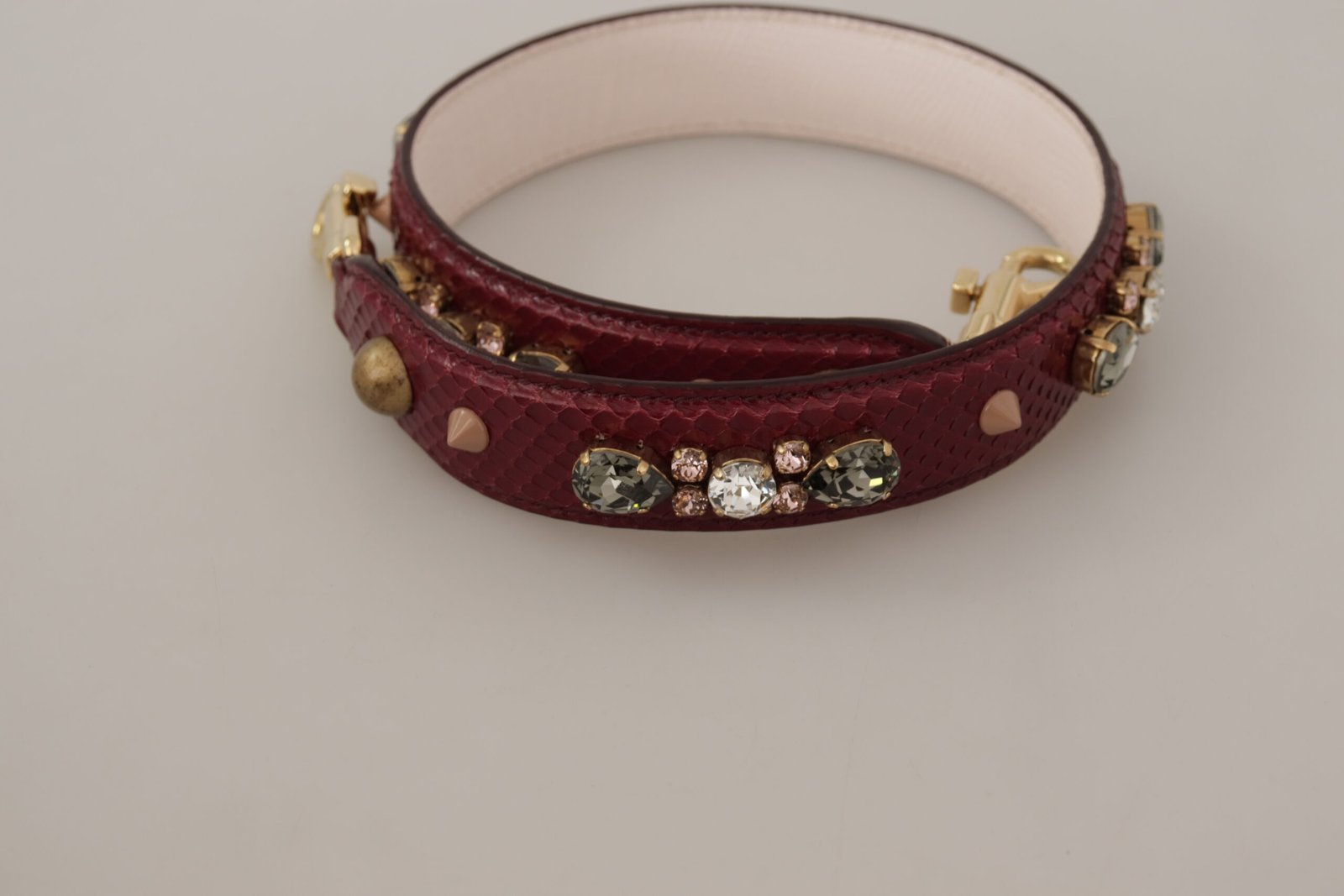 Bordeaux Leather Crystals Bag Shoulder Strap - Image 4