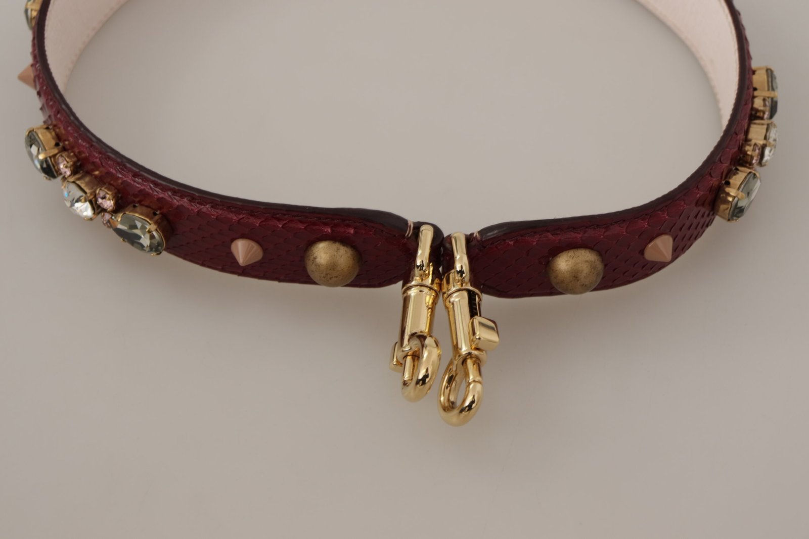 Bordeaux Leather Crystals Bag Shoulder Strap - Image 5