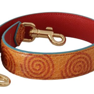 Orange Leather Swirl Print Bag Shoulder Strap