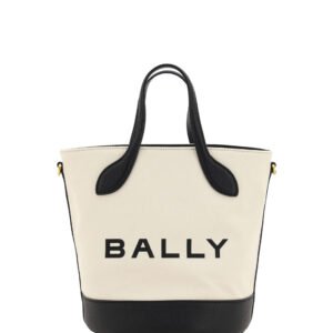 White and Black Leather Bucket Bag