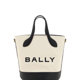 White and Black Leather Bucket Bag