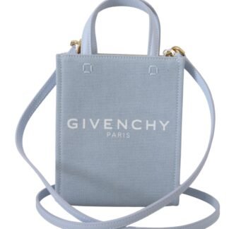Blue Coated Canvas Vertical Cloud Mini Shoulder Bag