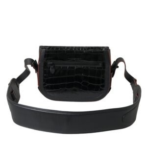 Black Exotic Leather Shoulder Crossbody Camera Bag