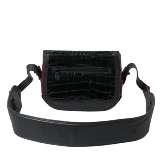 Black Exotic Leather Shoulder Crossbody Camera Bag
