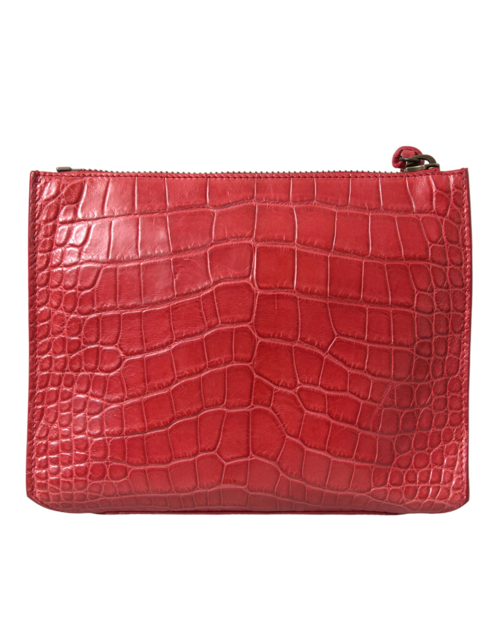 Red Exotic Skin Leather Classic Pouch Purse Wristlet Bag - Image 3