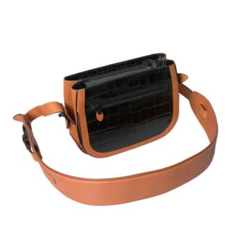 Black Brown Exotic Skin Leather Shoulder Camera Purse Bag