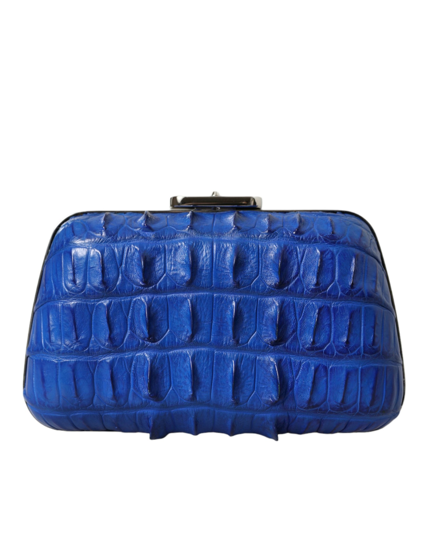 Blue Exotic Skin Leather Shoulder Crossbody Box Clutch Bag - Image 3