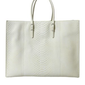 White Yellow Exotic Skin Leather Shopping Tote PAPIER Bag