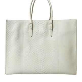 White Yellow Exotic Skin Leather Shopping Tote PAPIER Bag