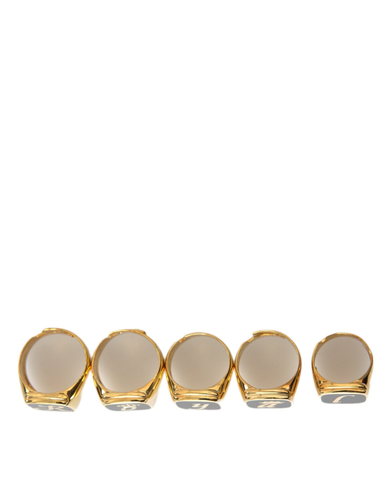 Gold Brass ROYAL Enamel Set of 5 Ring - Image 2