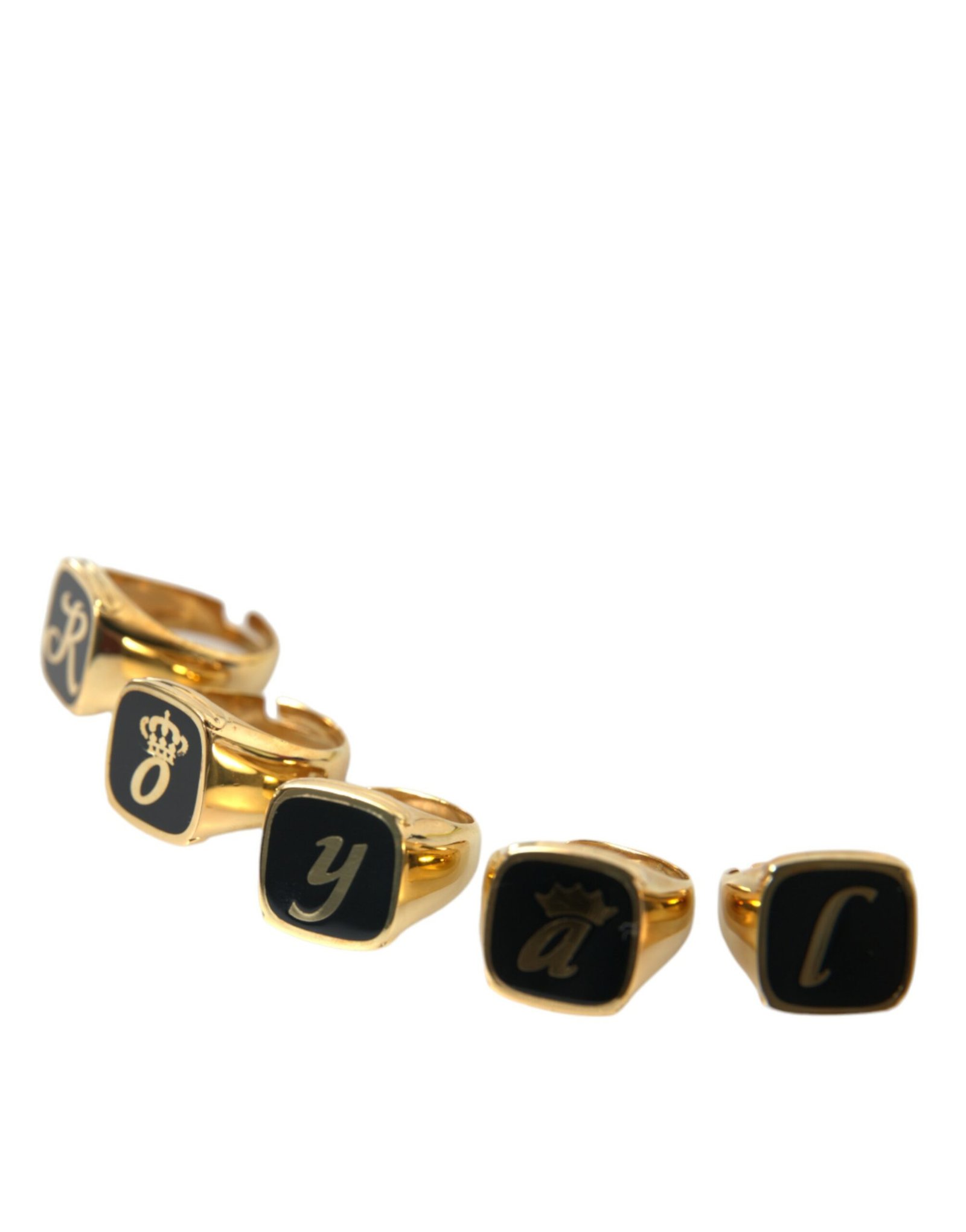 Gold Brass ROYAL Enamel Set of 5 Ring - Image 4