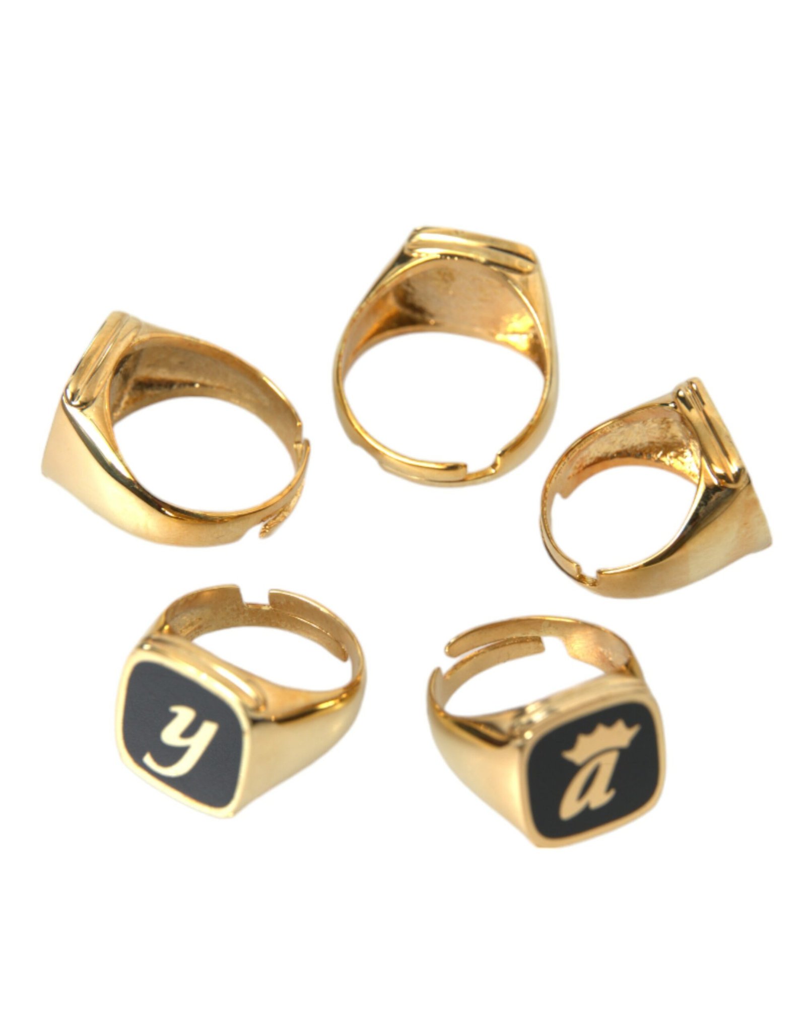 Gold Brass ROYAL Enamel Set of 5 Ring - Image 5