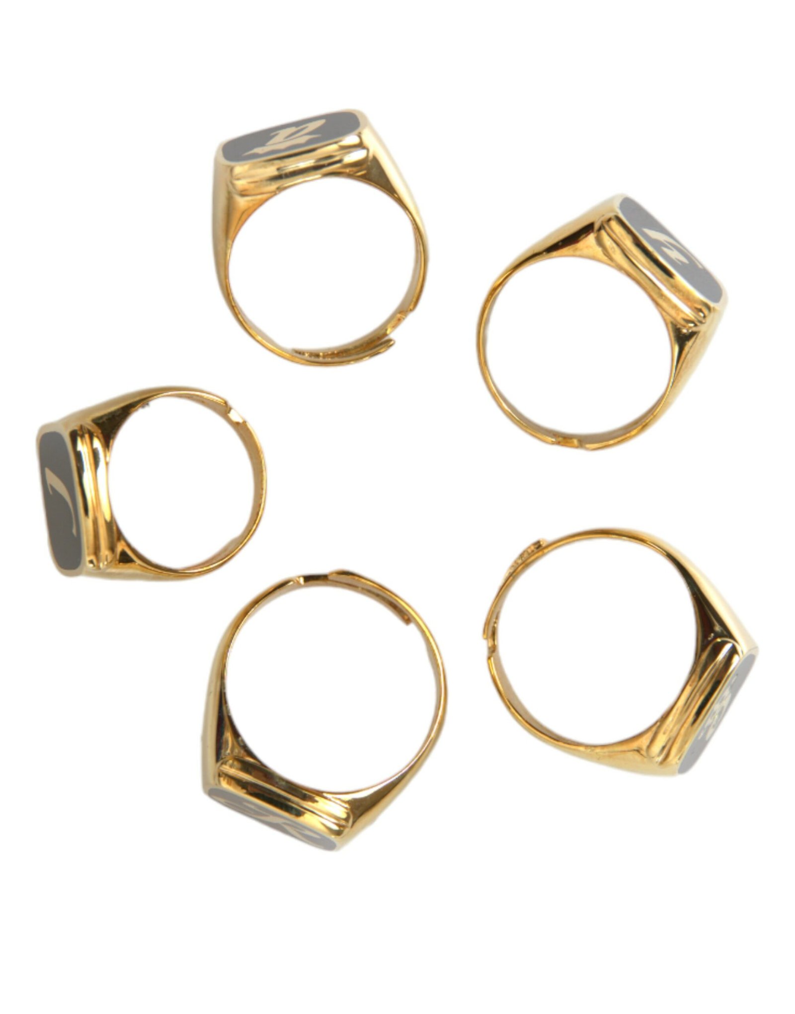 Gold Brass ROYAL Enamel Set of 5 Ring - Image 6