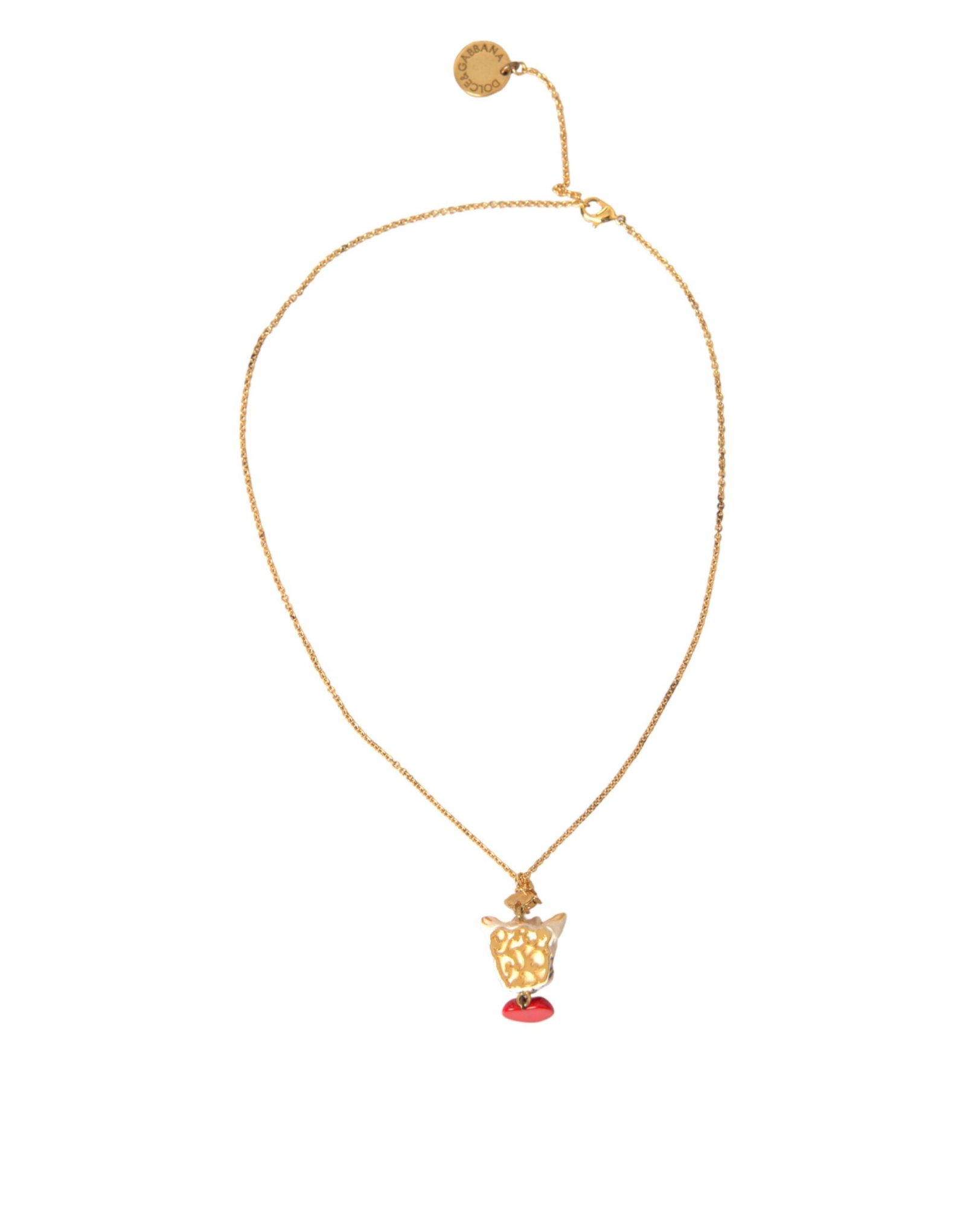 Gold Brass Chain Dog Heart Pendant Charm Necklace - Image 4