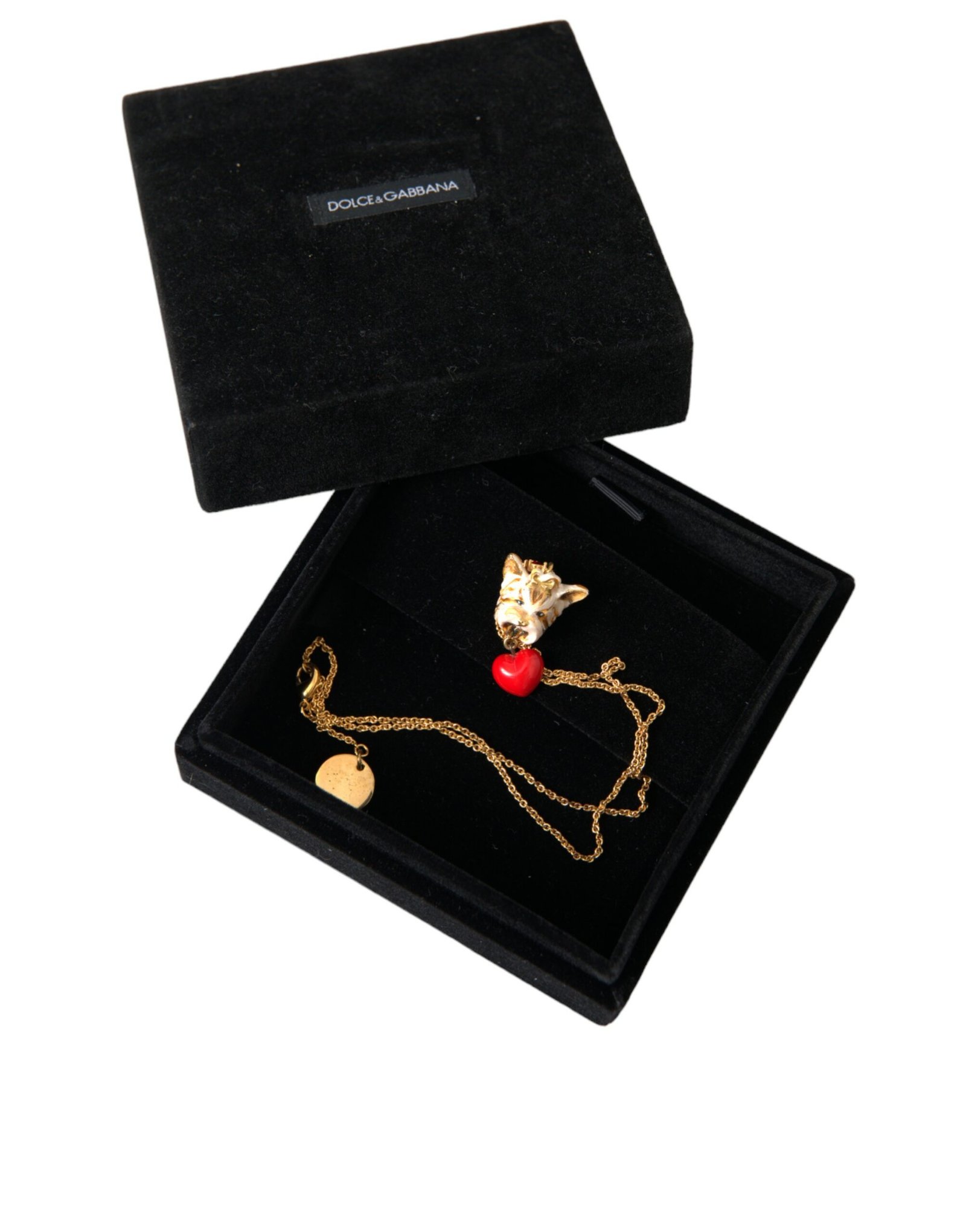 Gold Brass Chain Dog Heart Pendant Charm Necklace - Image 6