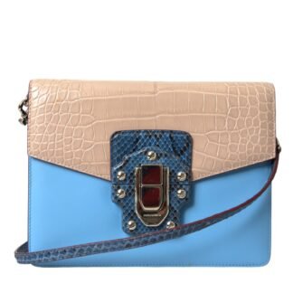 Blue Beige Exotic Leather LUCIA Crossbody Purse Bag
