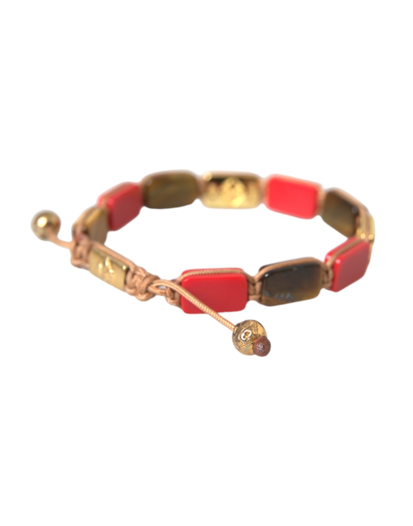 CZ Tiger Eye Red Coral 925 Silver Men Bracelet - Image 2