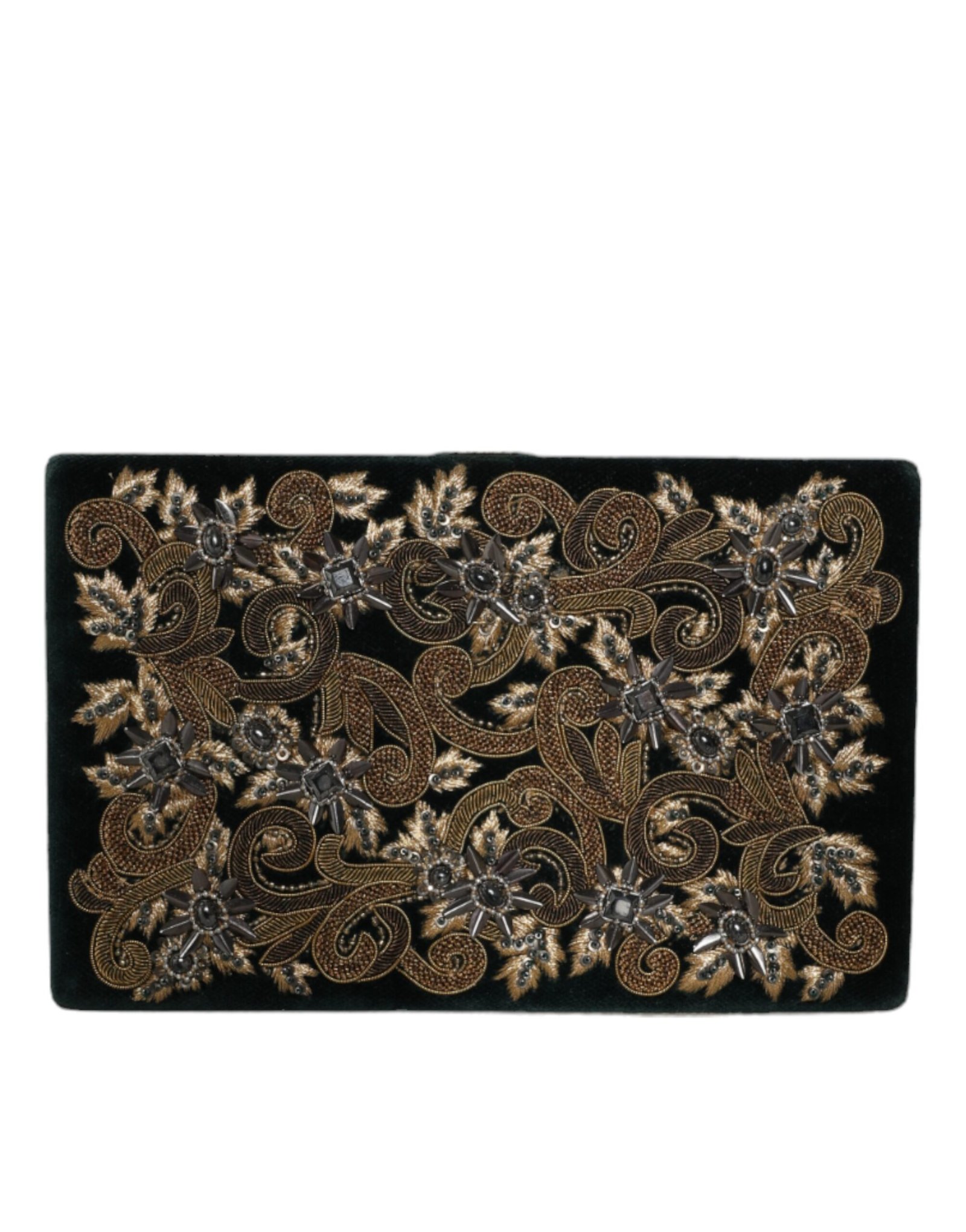 Black Velvet Gold Frame Clutch Evening Party Purse Bag - Image 4