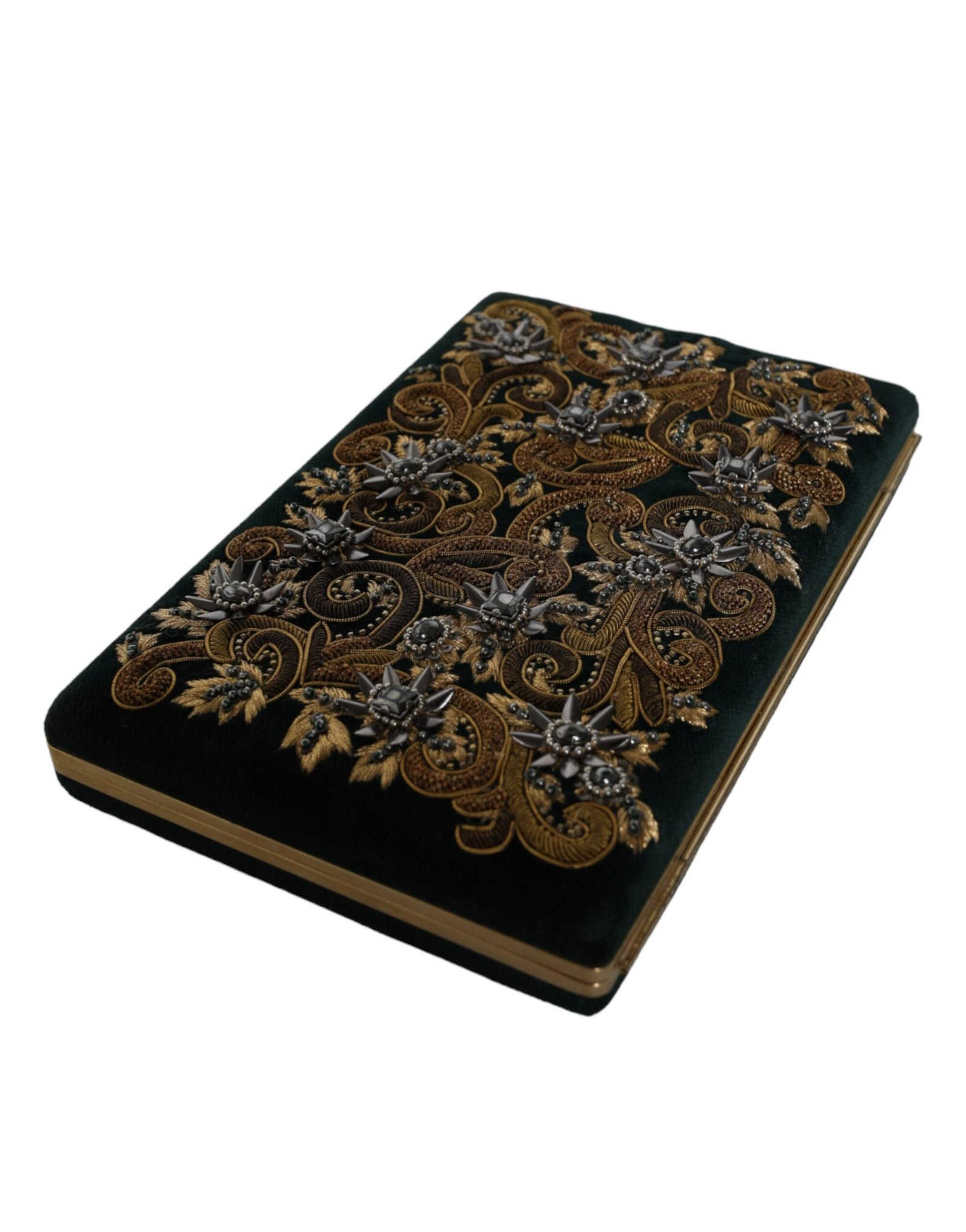 Black Velvet Gold Frame Clutch Evening Party Purse Bag - Image 5