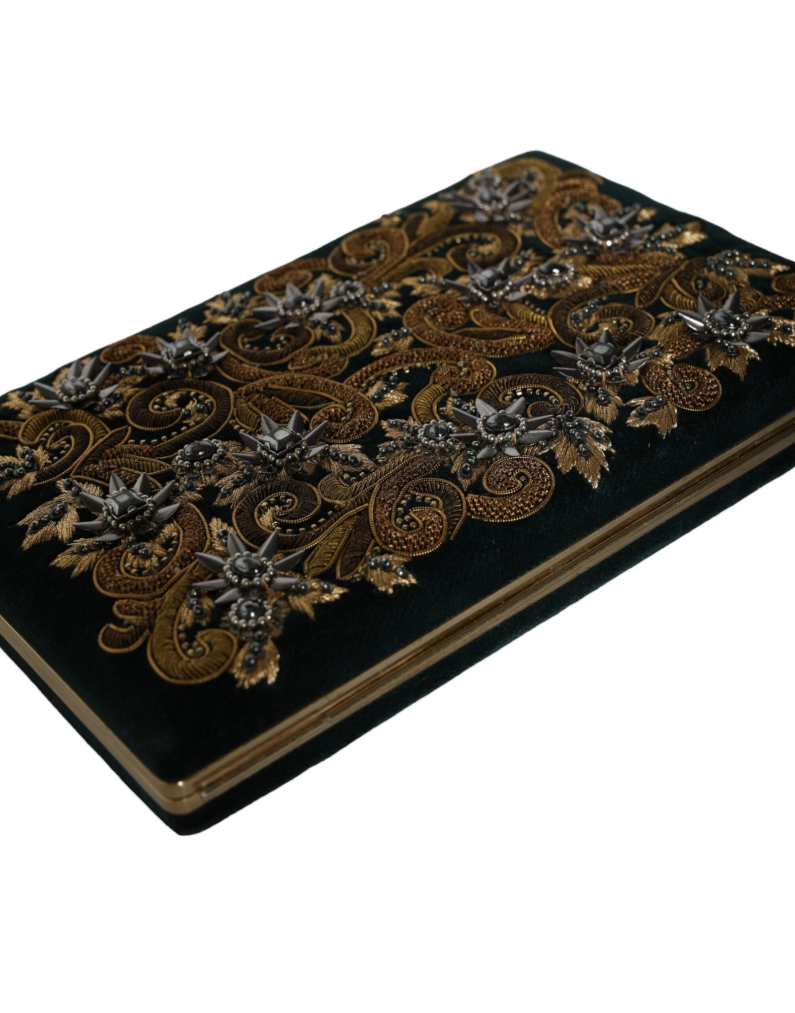 Black Velvet Gold Frame Clutch Evening Party Purse Bag - Image 7