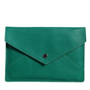 Green Leather Handbag Clutch Mini Purse Pouch Tablet Case