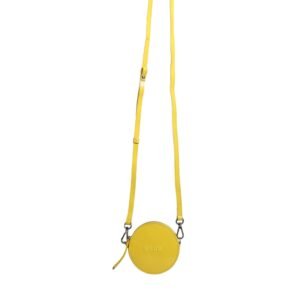 Yellow Leather Logo Crossbody Sling Shoulder Round Bag