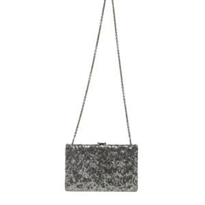 Silver Sequined Clutch Evening Crossbody Bag