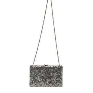 Silver Sequined Clutch Evening Crossbody Bag