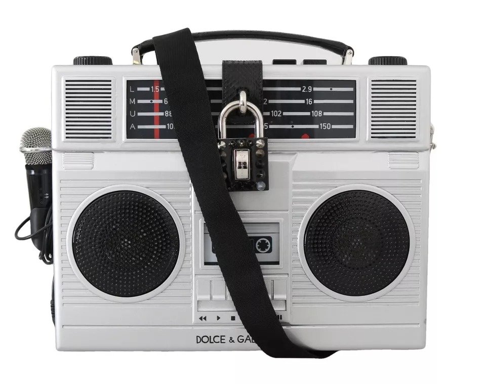 Silver Retro Radio Boombox Limited Edition Handmade Wood Bag - Image 2