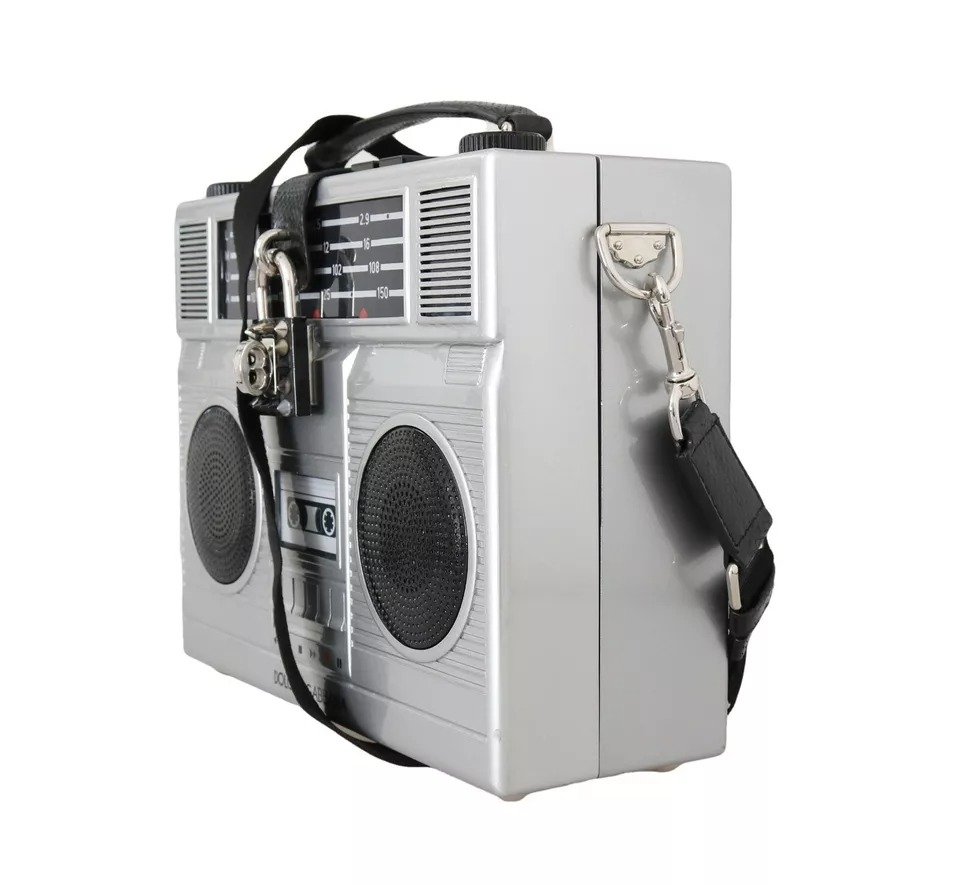 Silver Retro Radio Boombox Limited Edition Handmade Wood Bag - Image 3