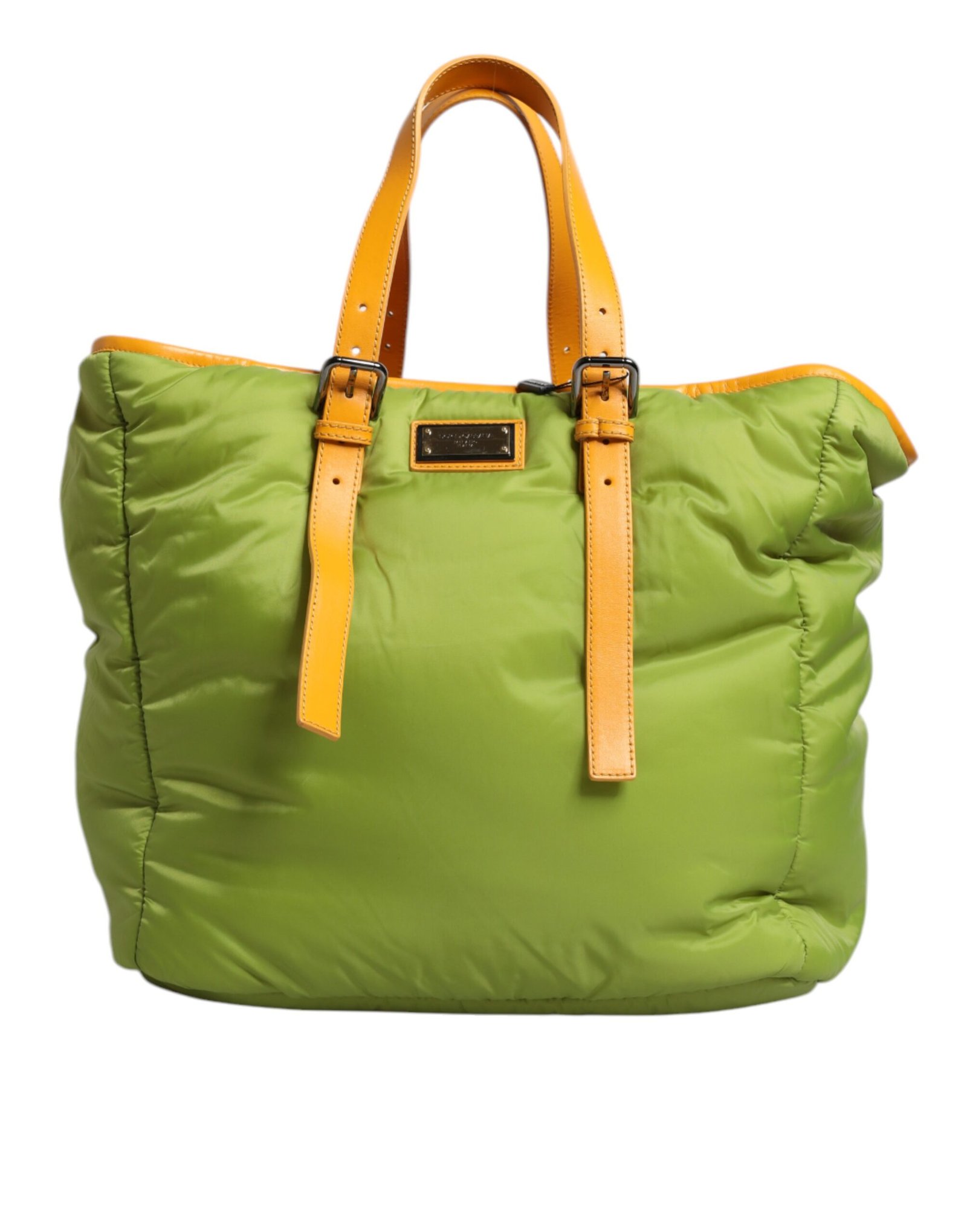 Green Nylon Padded Logo Plaque Tote Crossbody Bag - Image 2