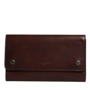 Brown Leather Logo Embossed Crossbody Bag