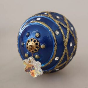 Gold Brass Blue Christmas Ball Crystal Hook Jewelry Earrings