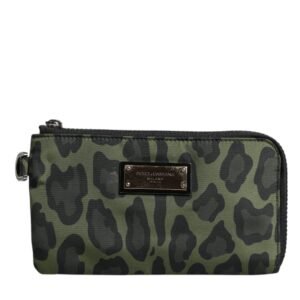 Green Leopard Leather Logo Plaque Multifunctional Kit Bag