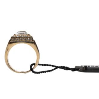 Gold Tone Sterling Silver 925 Crystals Ring