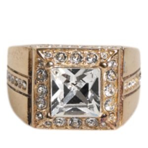 Gold Tone Sterling Silver 925 Crystals Ring