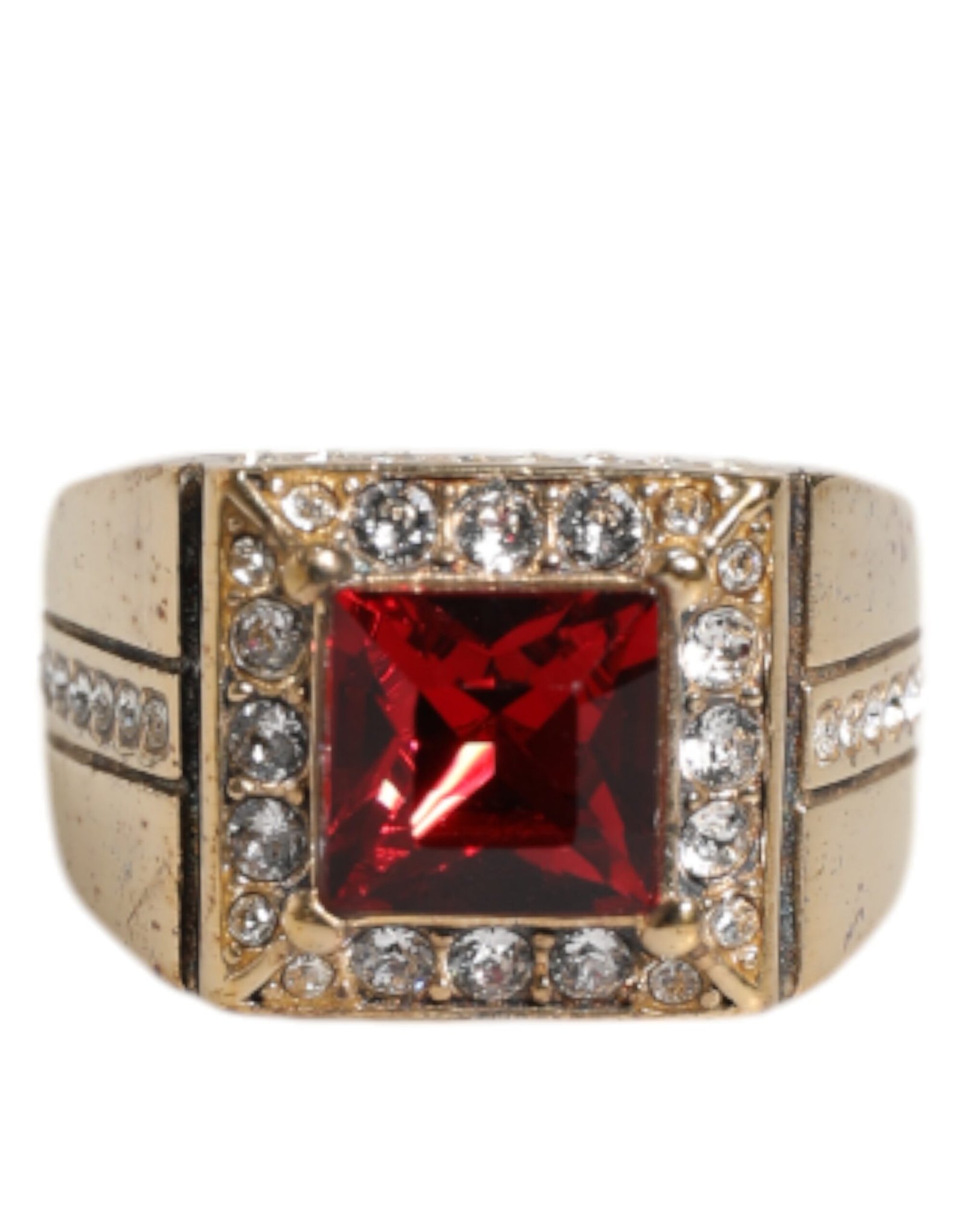 Gold Tone Sterling Silver 925 Crystals Ring - Image 2