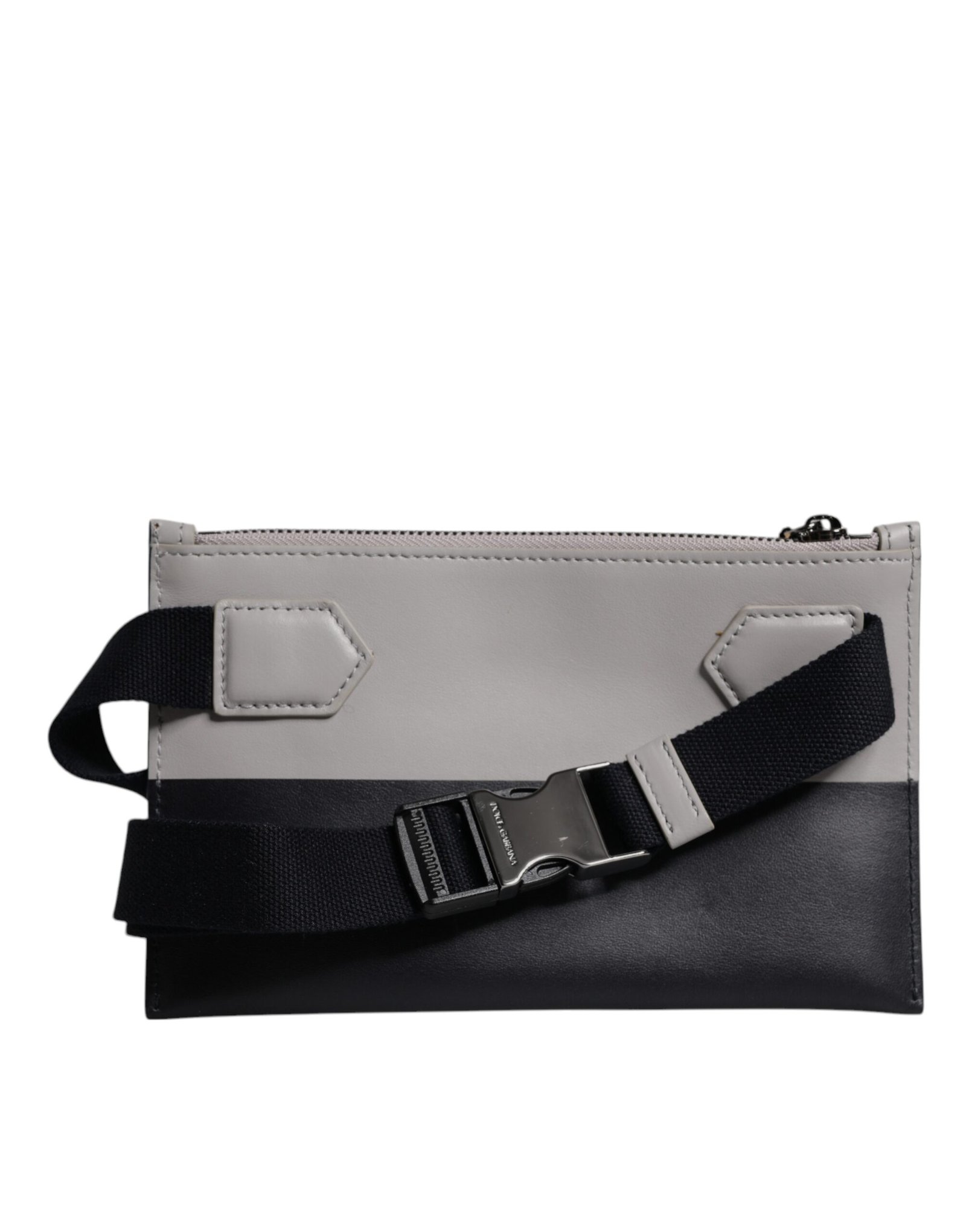 Black White Leather Logo Embossed Crossbody Bag - Image 5