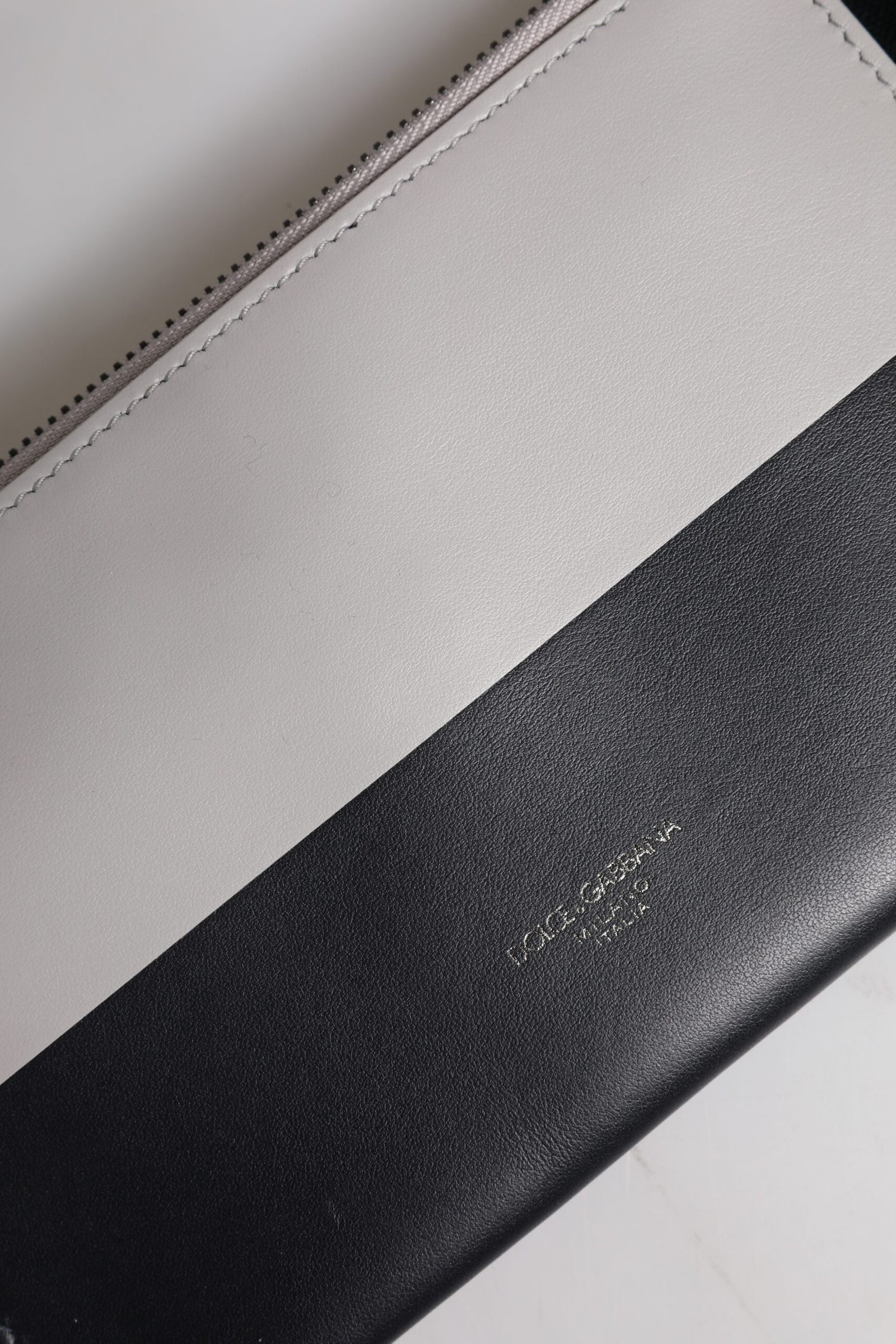 Black White Leather Logo Embossed Crossbody Bag - Image 7
