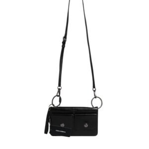 Black Leather Logo Purse Shoulder Crossbody Bag