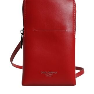 Red Leather Purse Phone Sling Crossbody Neck Strap Bag