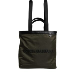 Military Green Nylon Shoulder Strap Tote Bag