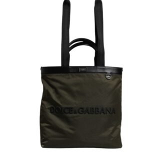 Military Green Nylon Shoulder Strap Tote Bag