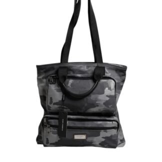 Gray Camo Cotton Multiple Compartments Tote Bag