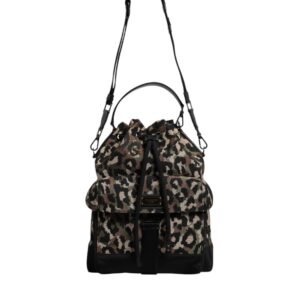 Multicolor Leopard Cotton Shoulder Bucket Bag