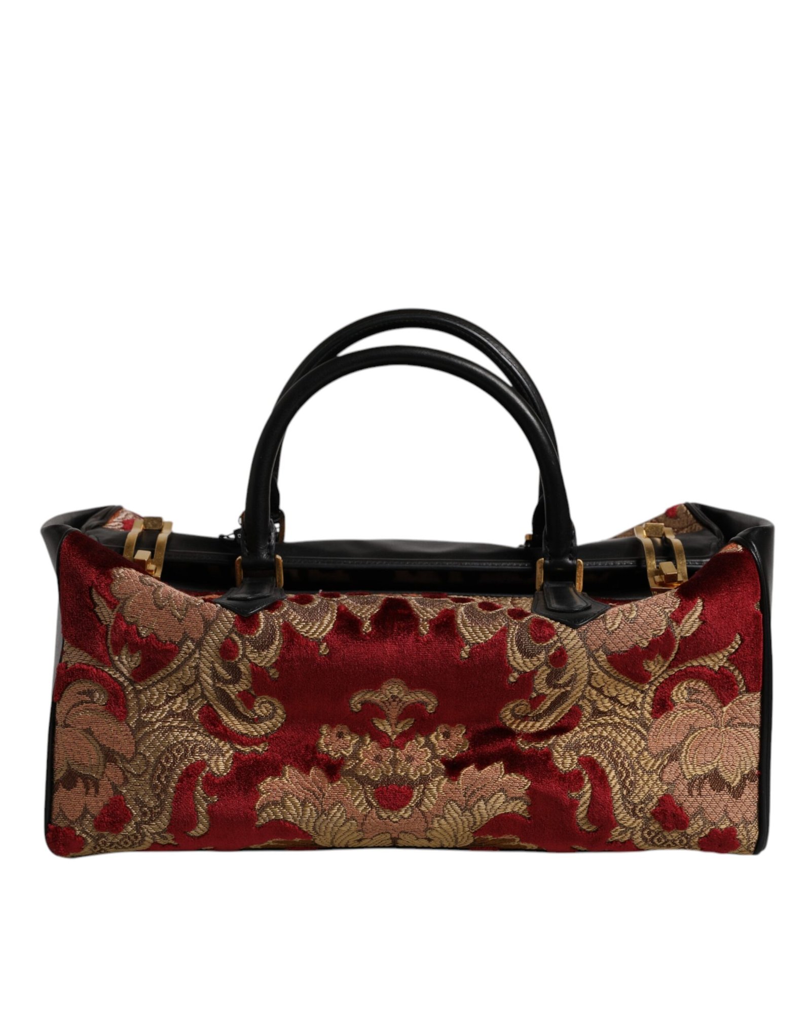 Multicolor Leather Brocade Velvet Travel Duffle Tote Bag - Image 2