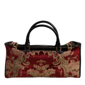 Multicolor Leather Brocade Velvet Travel Duffle Tote Bag