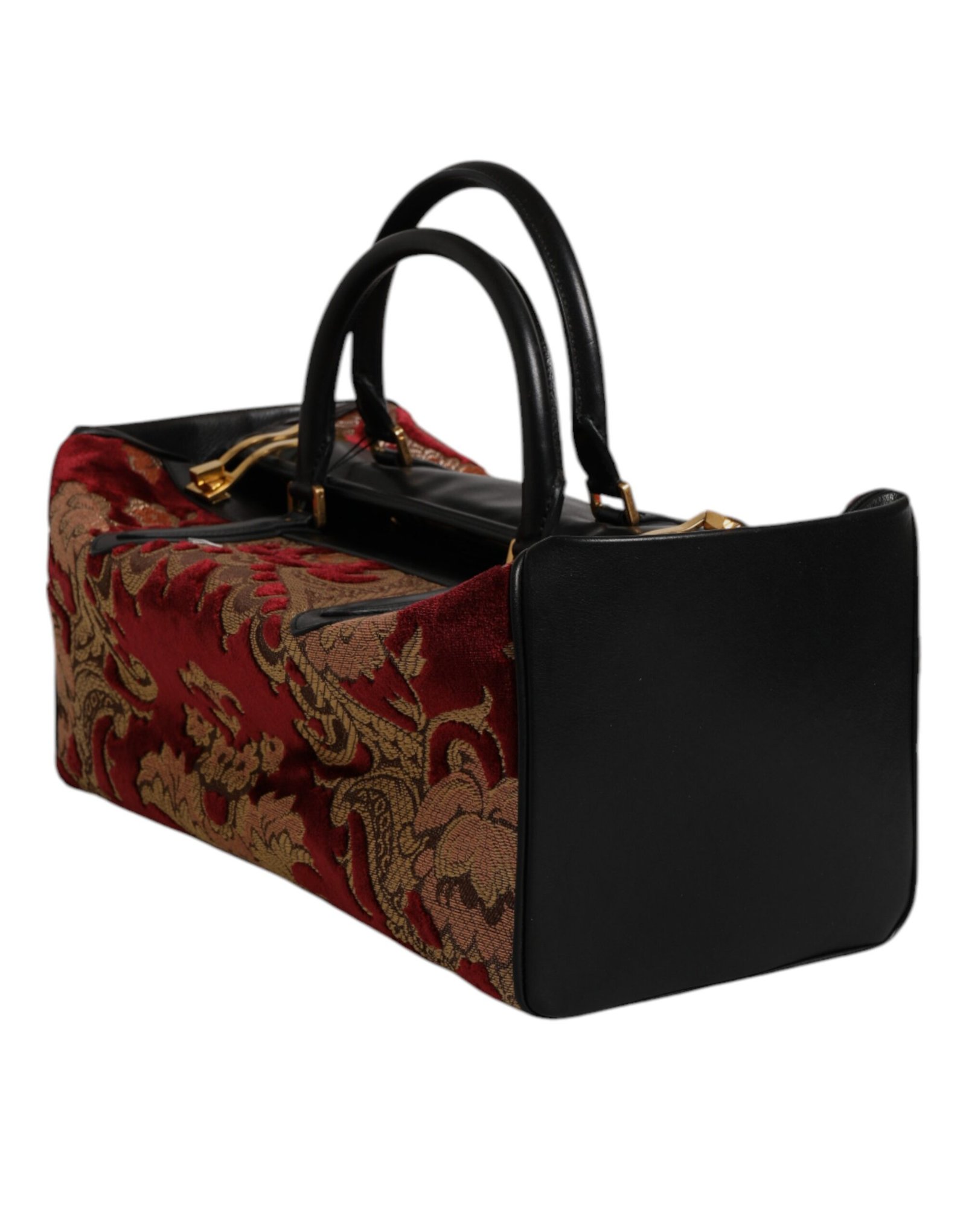 Multicolor Leather Brocade Velvet Travel Duffle Tote Bag - Image 3
